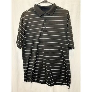 Nike Golf Dri Fit Polo M‎ Medium Shortsleeve Shirt Black And White Stripe